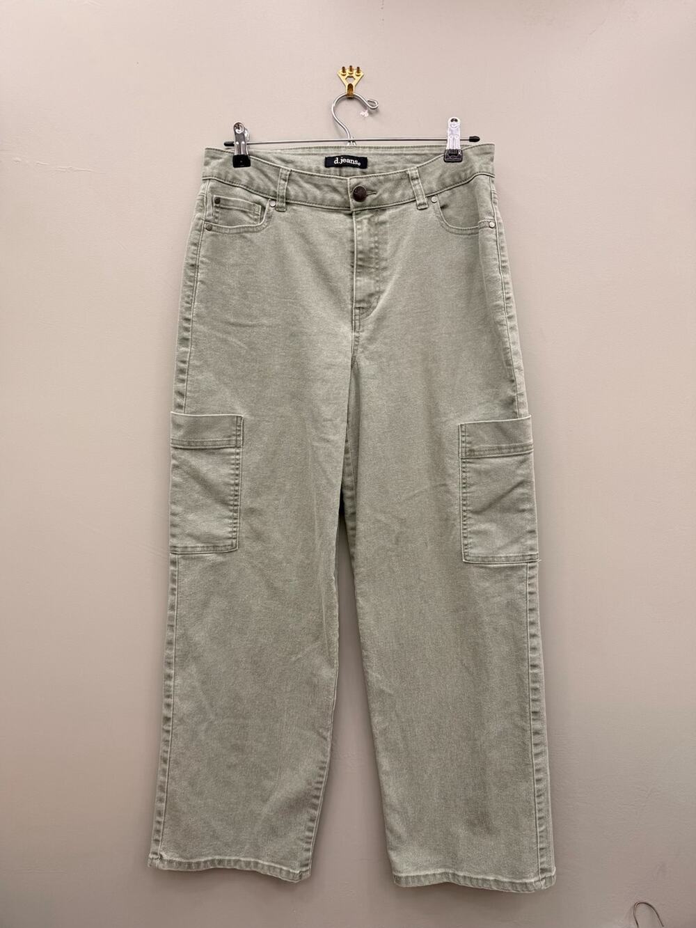 d.jeans Cargo Pants 8 Sage Green Wide Leg High Rise Utility Gorpcore